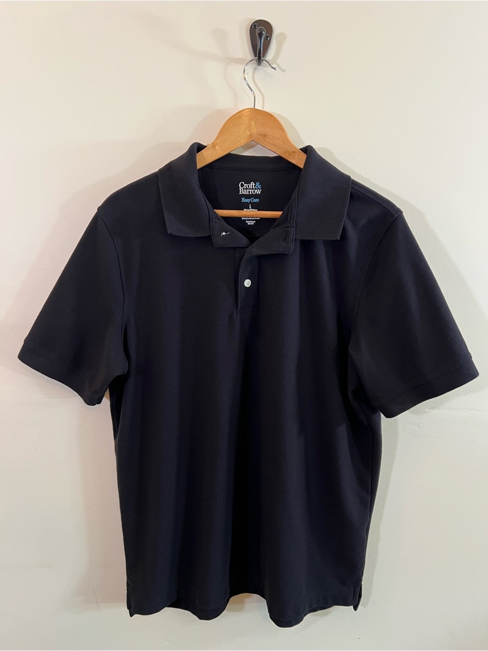 Croft & Barrow Men’s Black Polo Shirt Large Easy Care Short Sleeve Top Golf